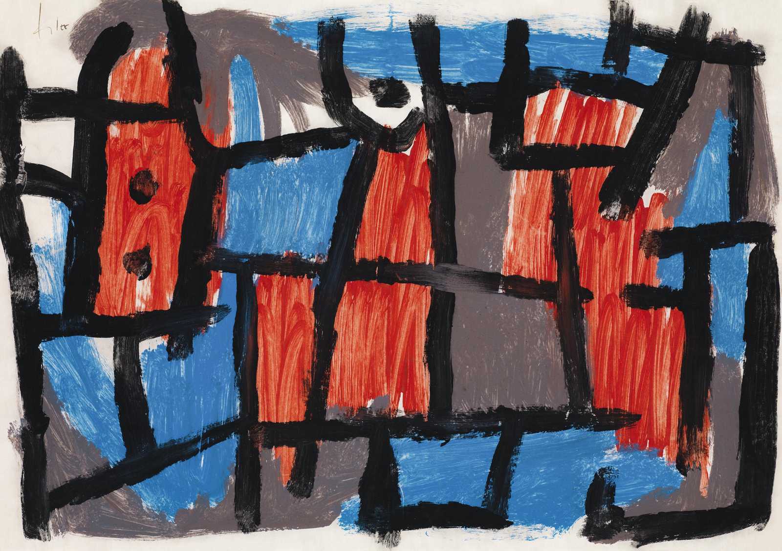 Bold Abstract Red Blue Geometric Wall Art