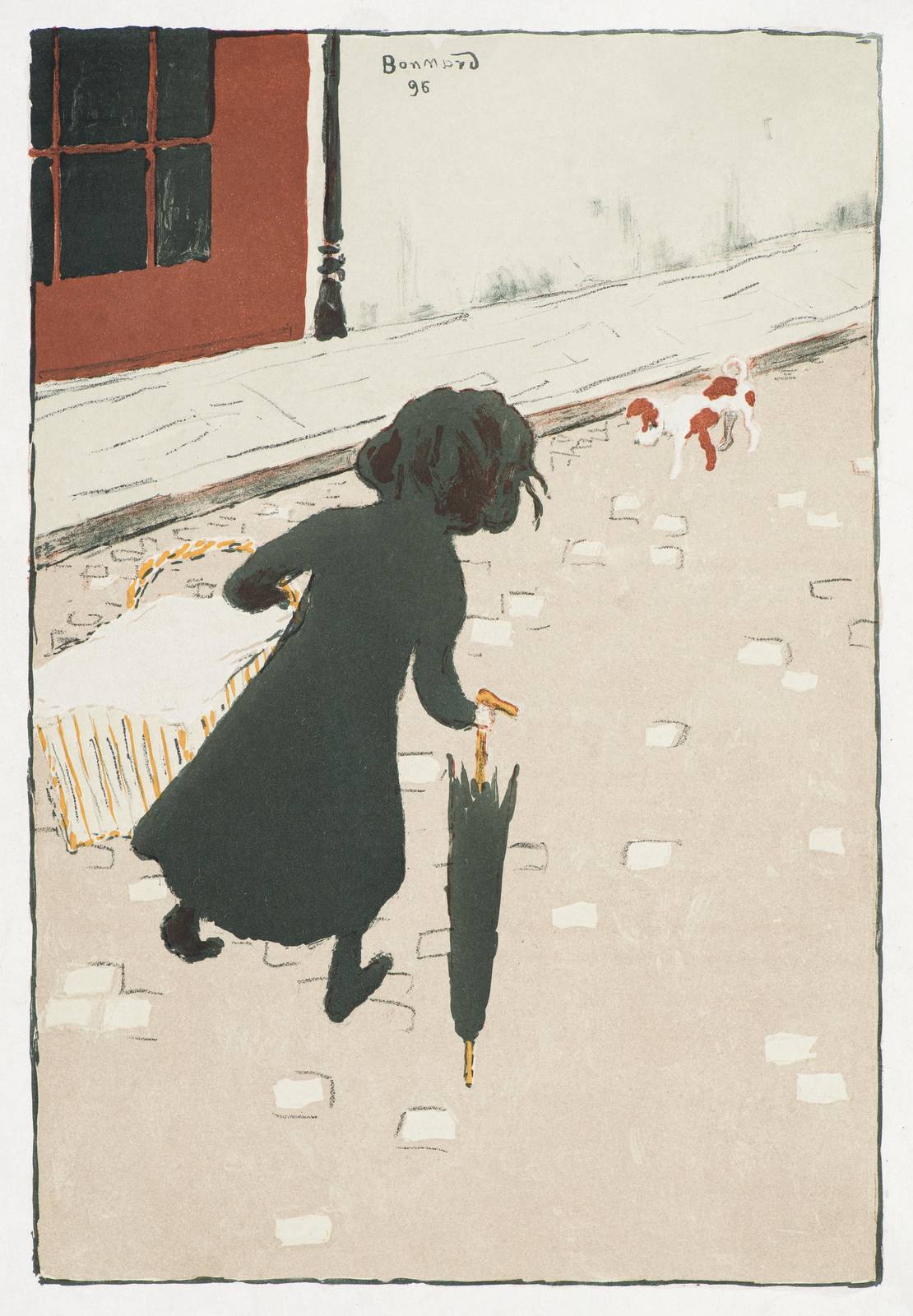 Vintage Street Scene with Dog Wall Art