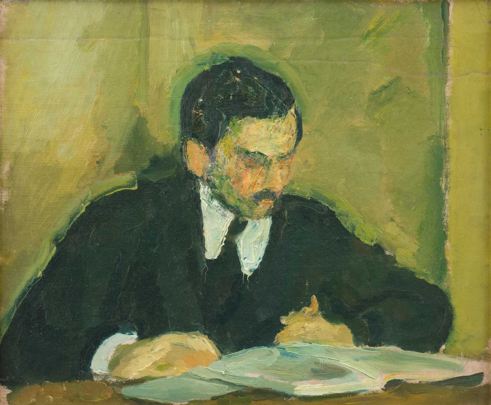 Vintage Gentleman Reading Portrait Wall Art