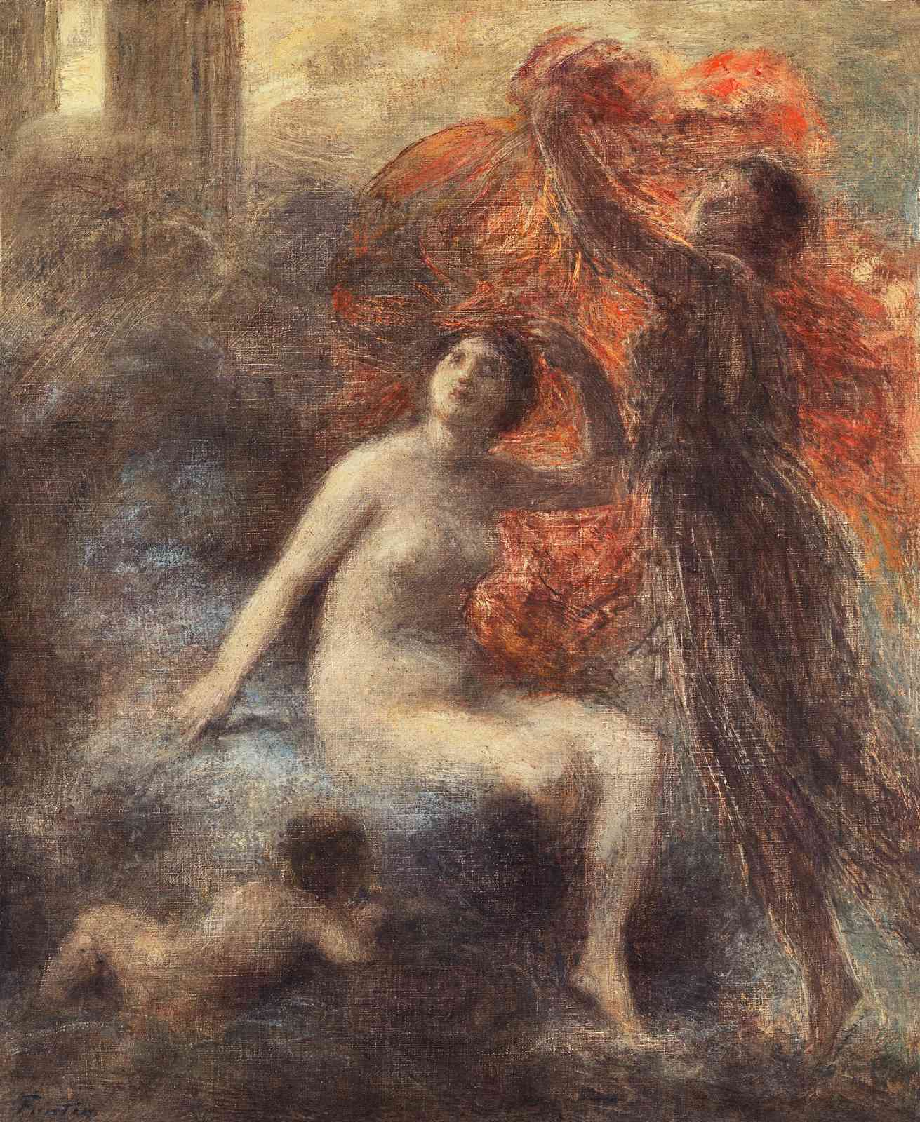Ethereal Nude with Red Drapery Wall Art