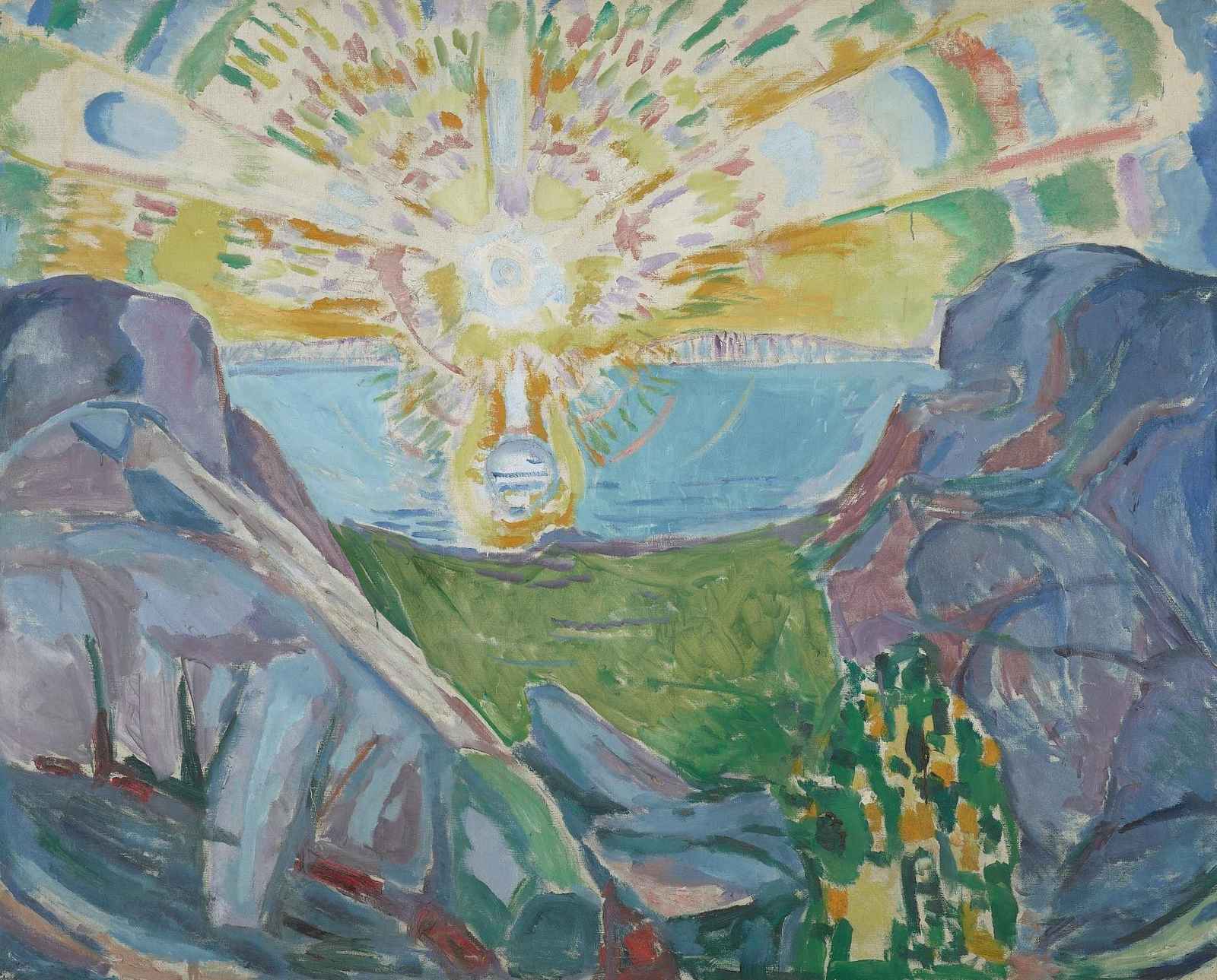 Radiant Sun Landscape Expressionist Wall Art