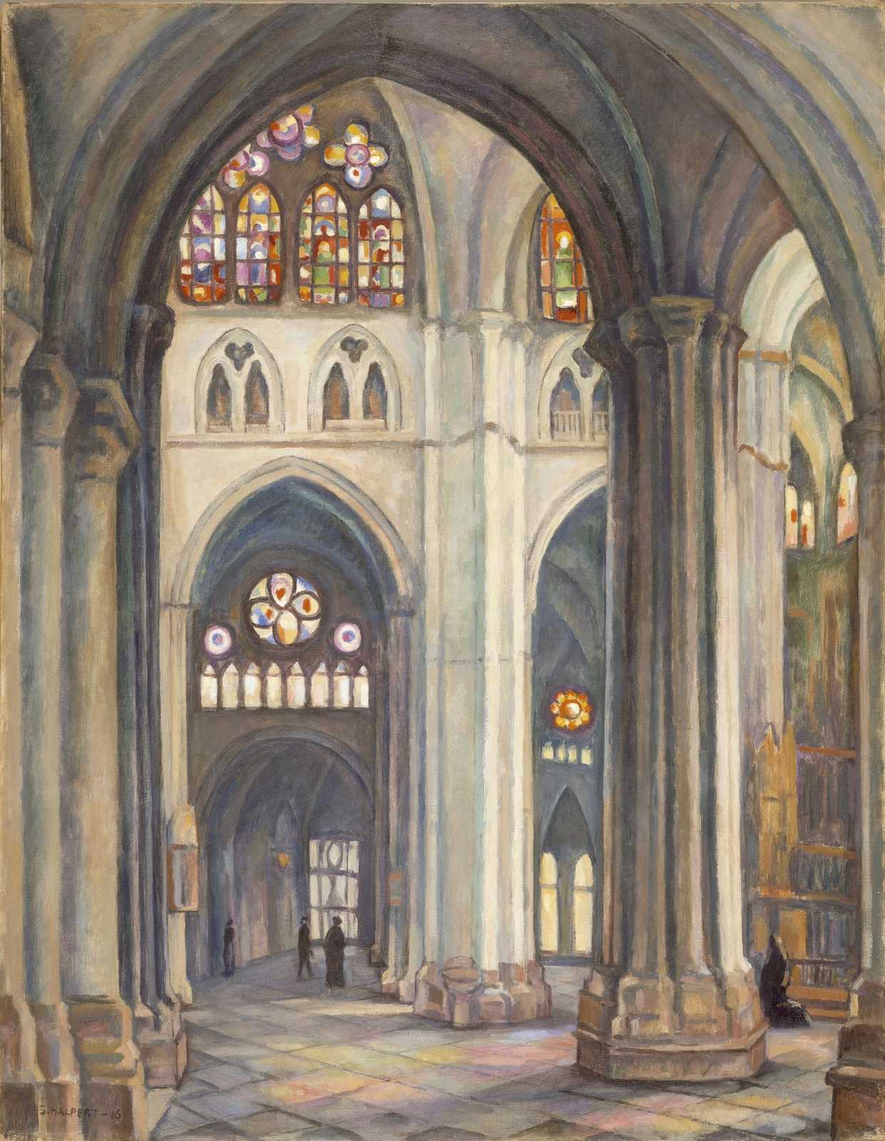 Gothic Cathedral Interior Stained Glass Wall Art