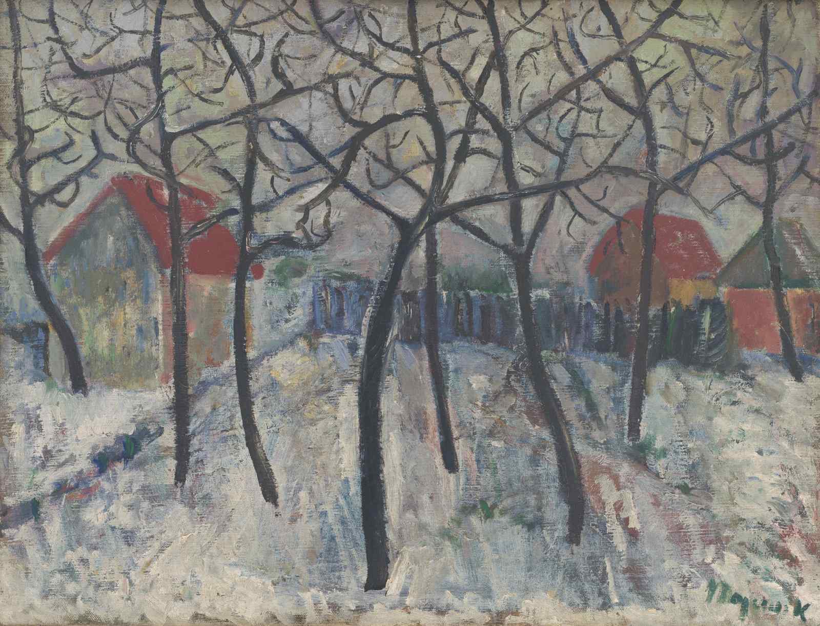 Winter Village Snowy Scene Wall Art