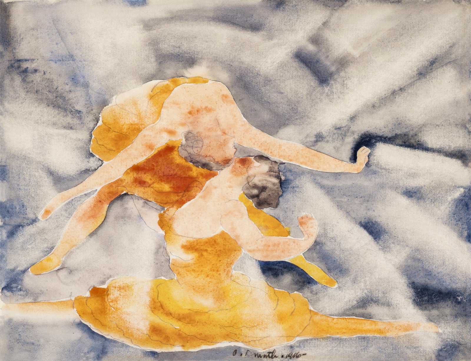 Graceful Dancers Serenity Watercolor Wall Art