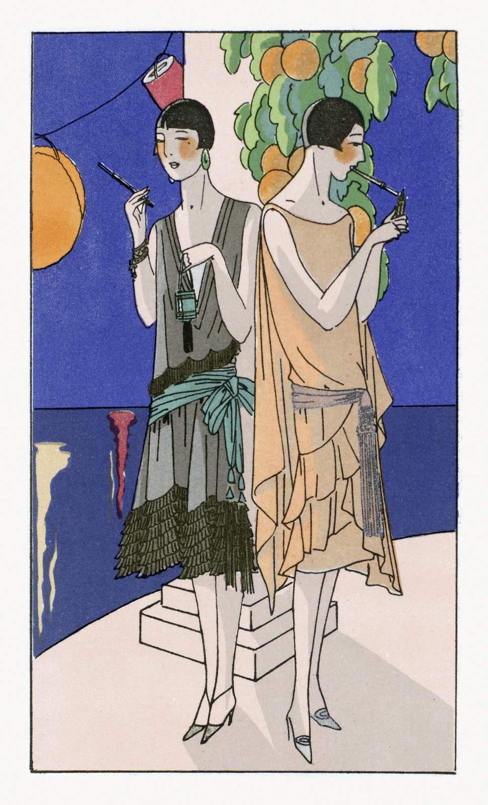 Art Deco Flapper Girls Coastal Scene Wall Art