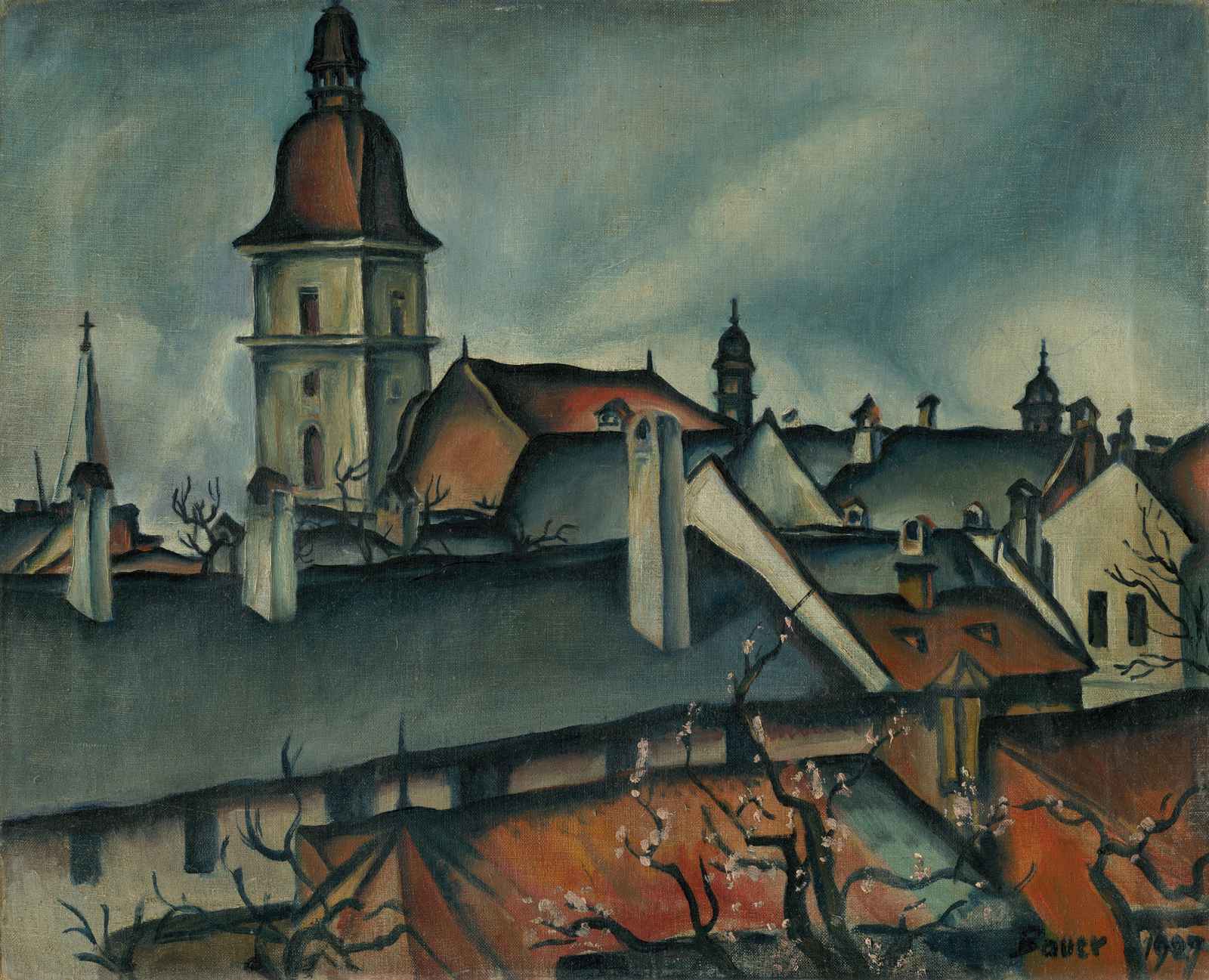European Cityscape Rooftops Wall Art