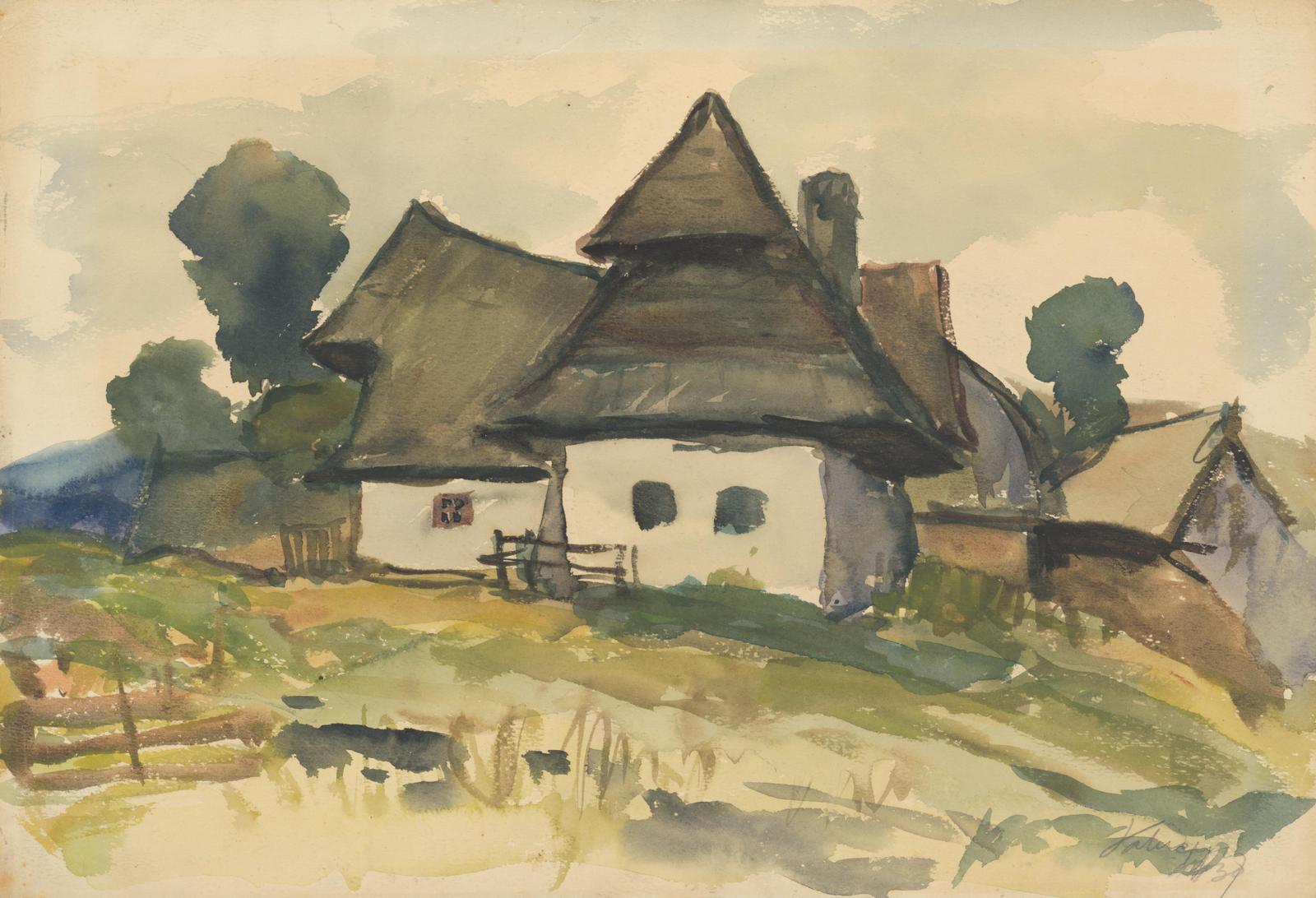 Charming Village House Watercolor Wall Art