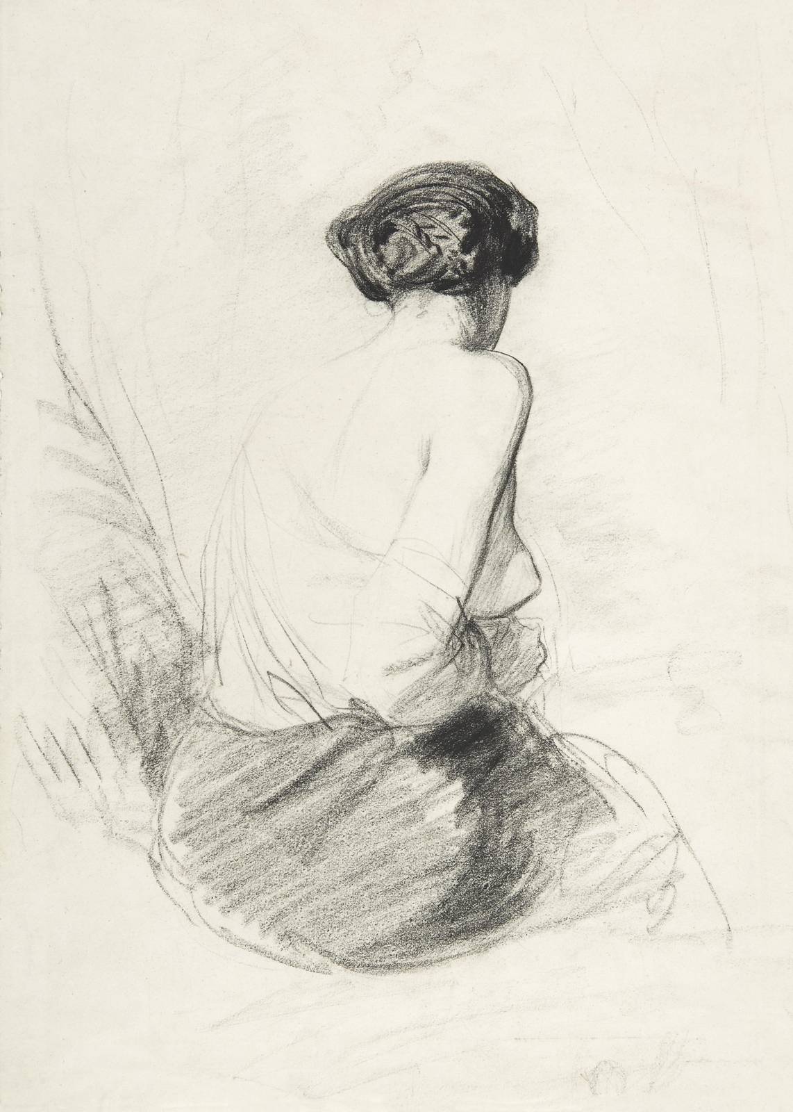 Elegant Figure Study Charcoal Wall Art