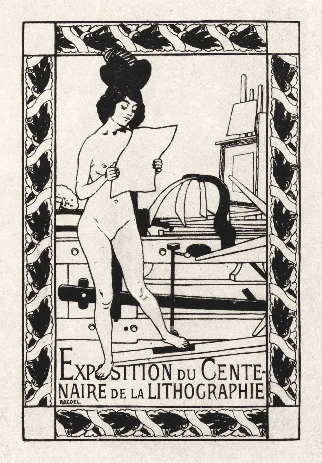 Art Nouveau Nude Reading "Exposition du Centenaire" Wall Art