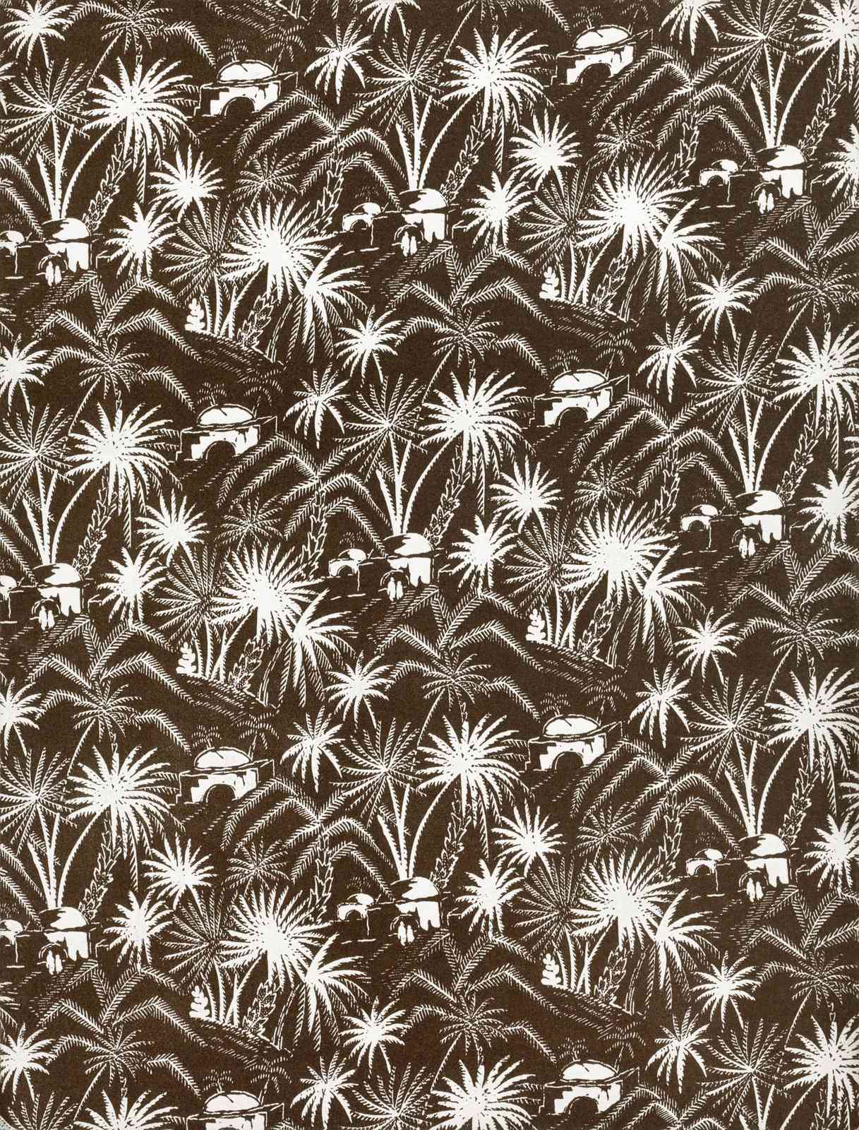 Exotic Palm Oasis Vintage Scene Wall Art