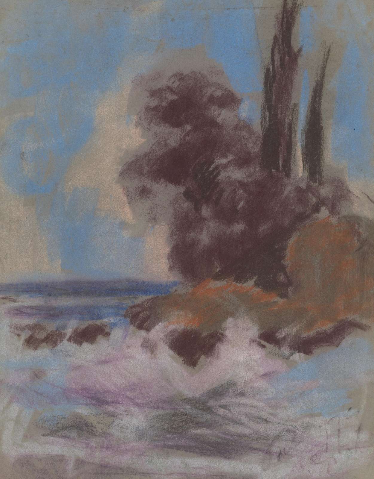Coastal Storm Landscape Pastel Wall Art