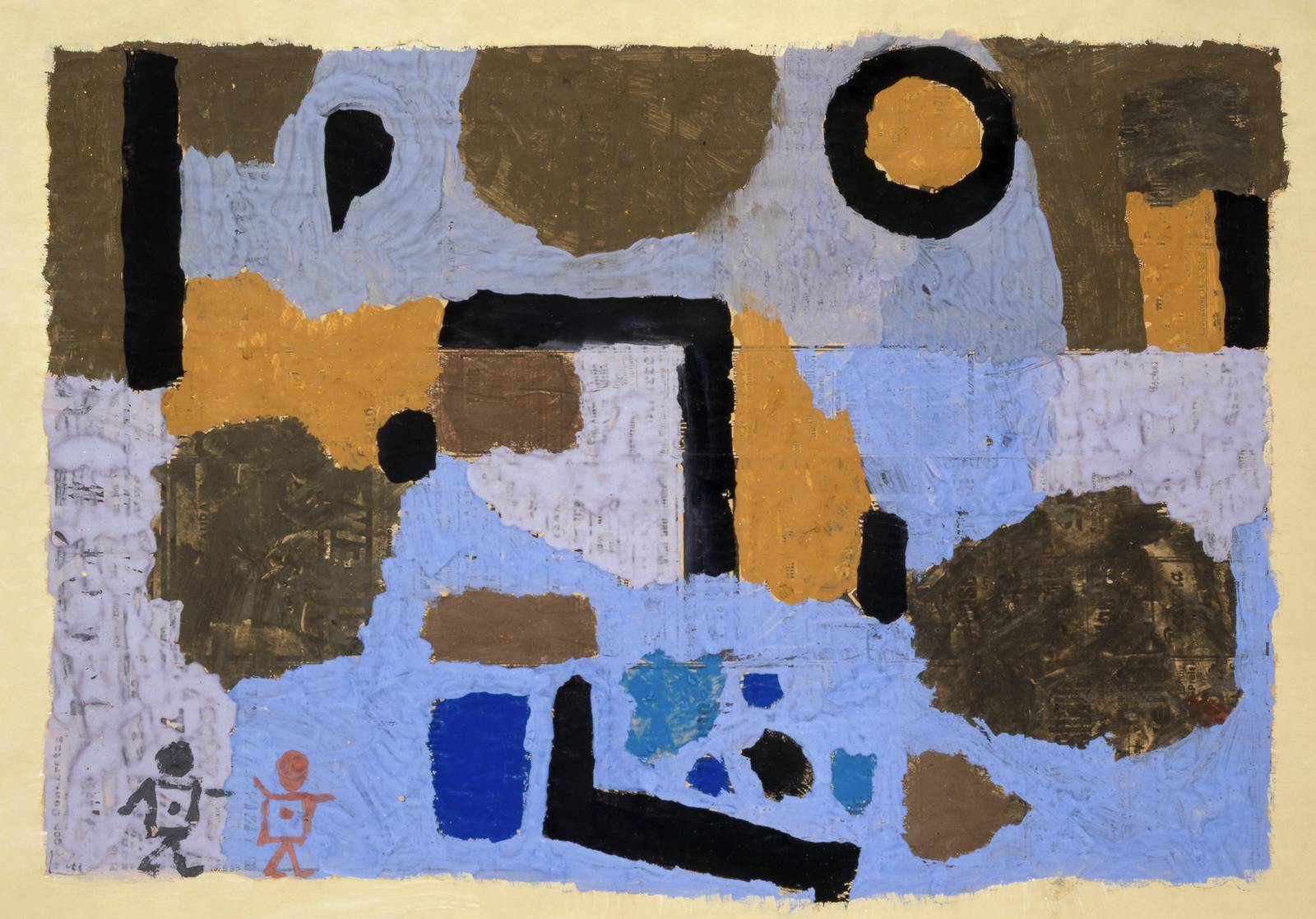 Abstract Figures Blue & Gold Wall Art