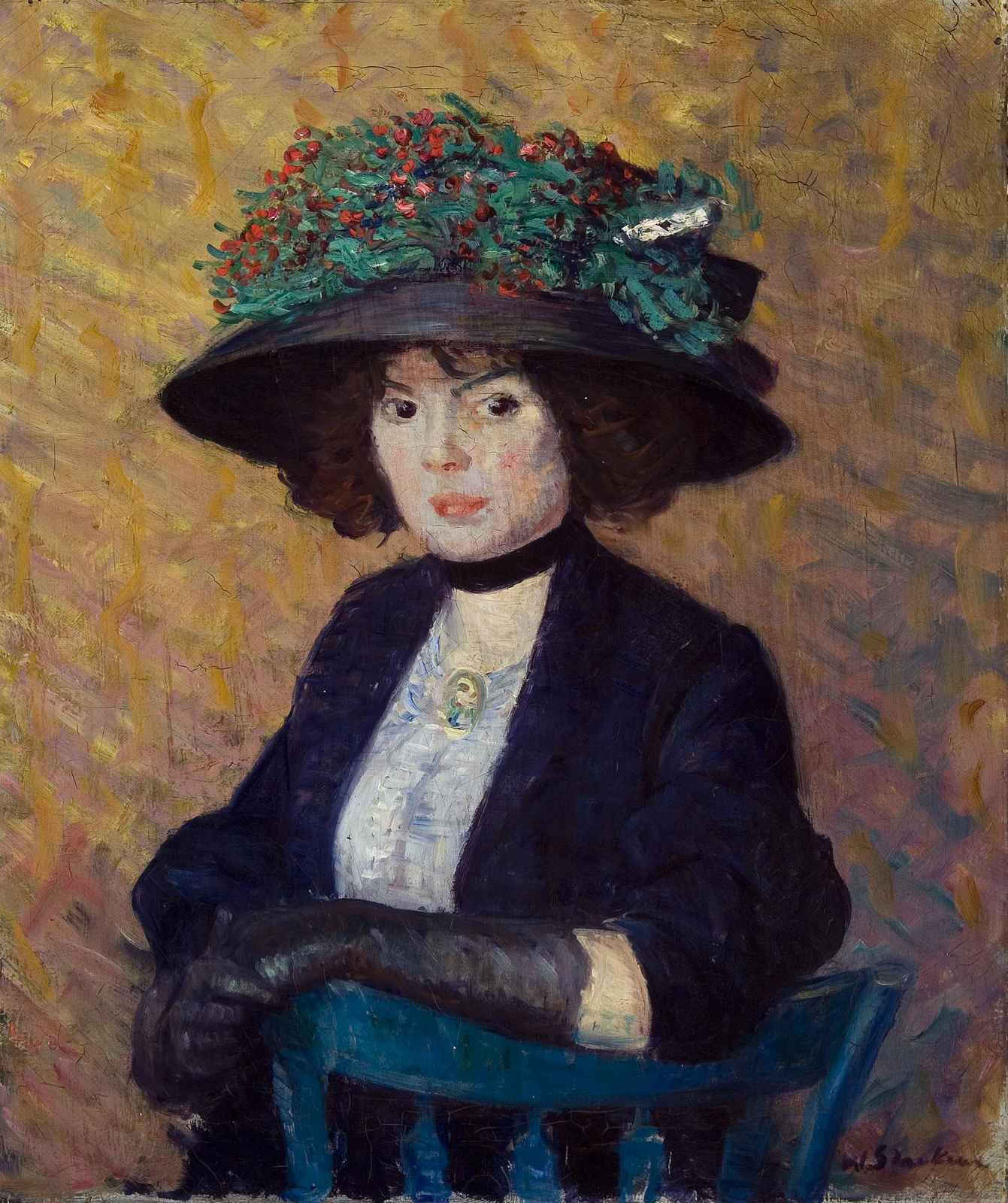 Elegant Woman Portrait Vintage Hat Wall Art