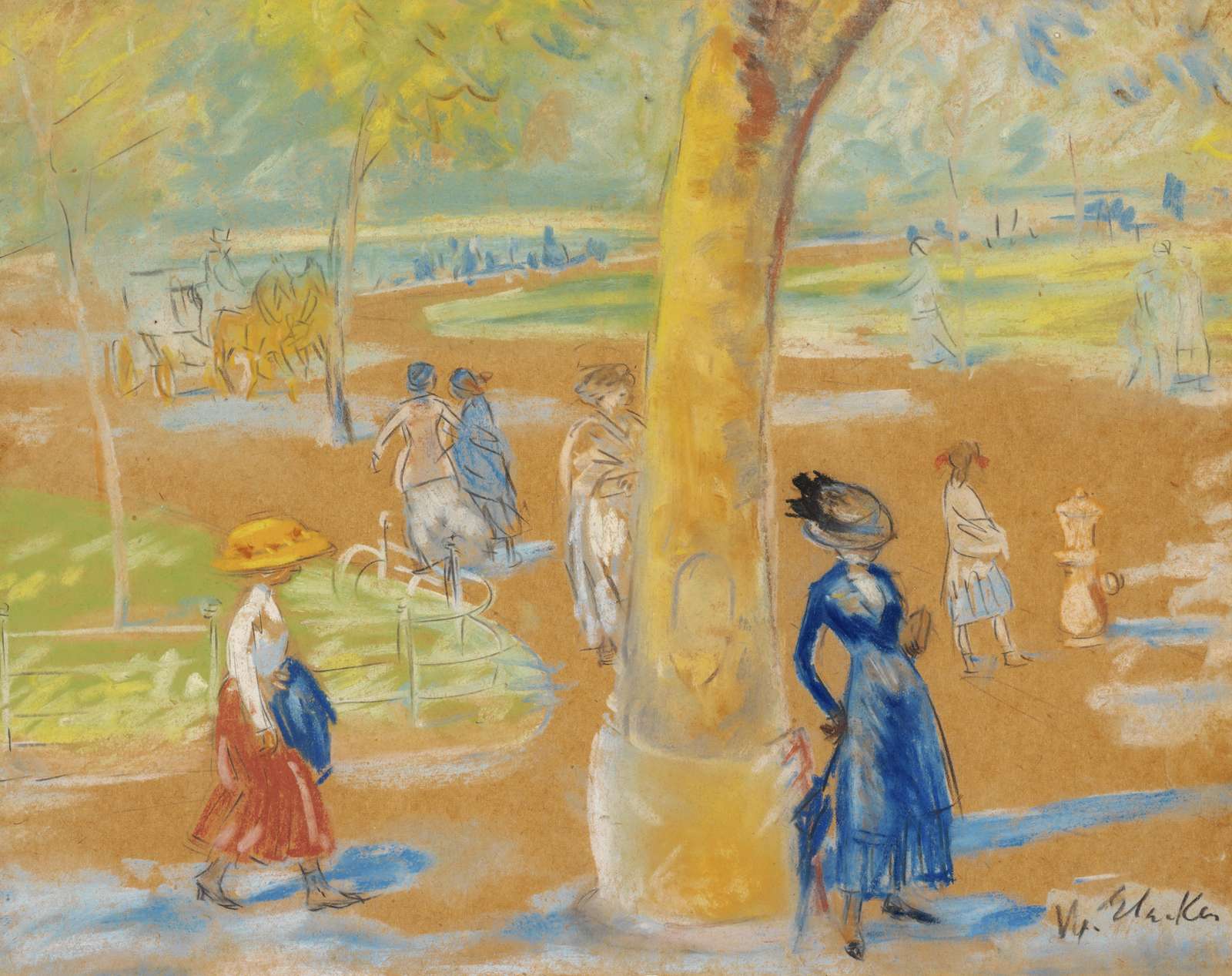 Parisian Park Stroll Impressionist Wall Art