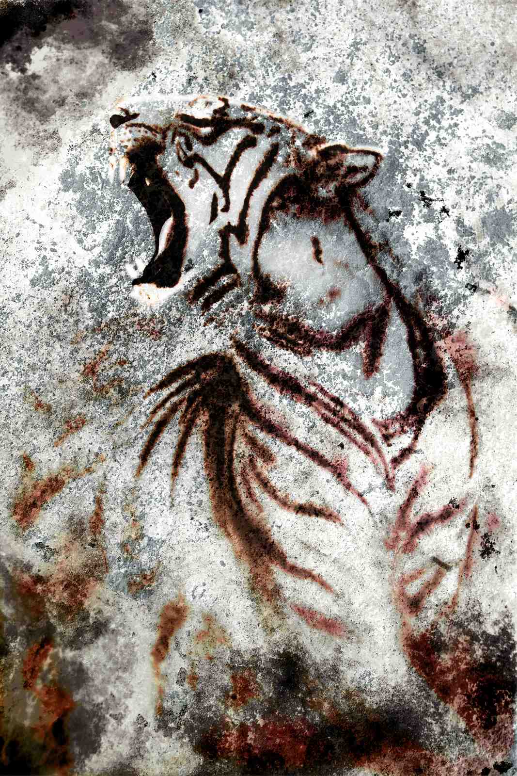 Roaring Tiger Grunge Art Wall Art