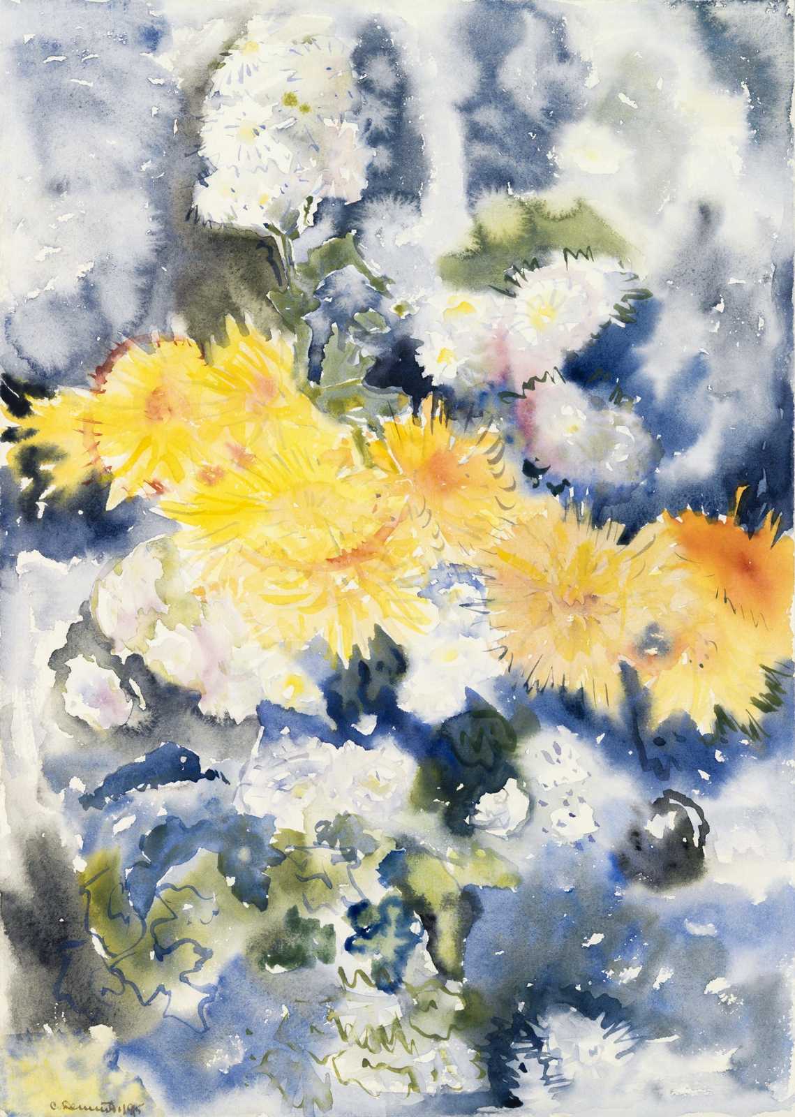 Vibrant Yellow Chrysanthemums Wall Art - Botanical Art