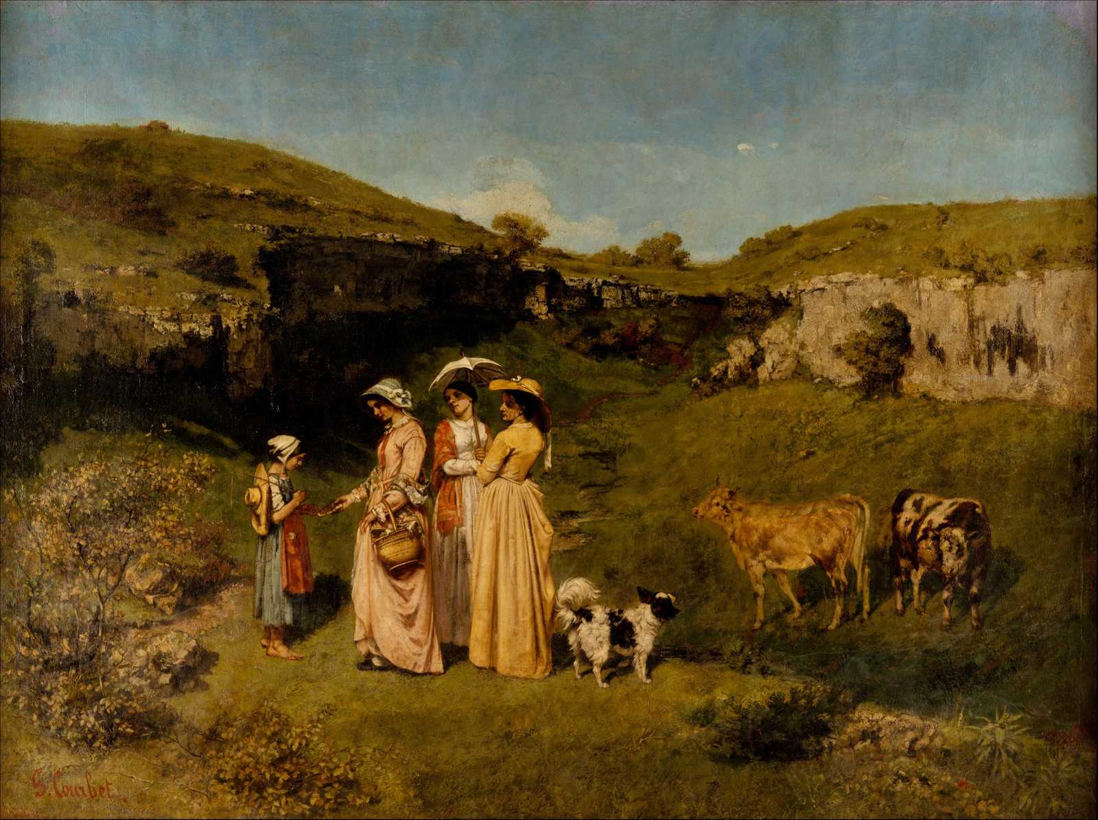 Pastoral Scene Ladies & Cattle Wall Art