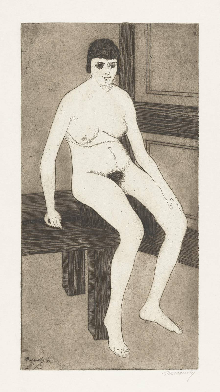 Vintage Nude Woman Etching Wall Art