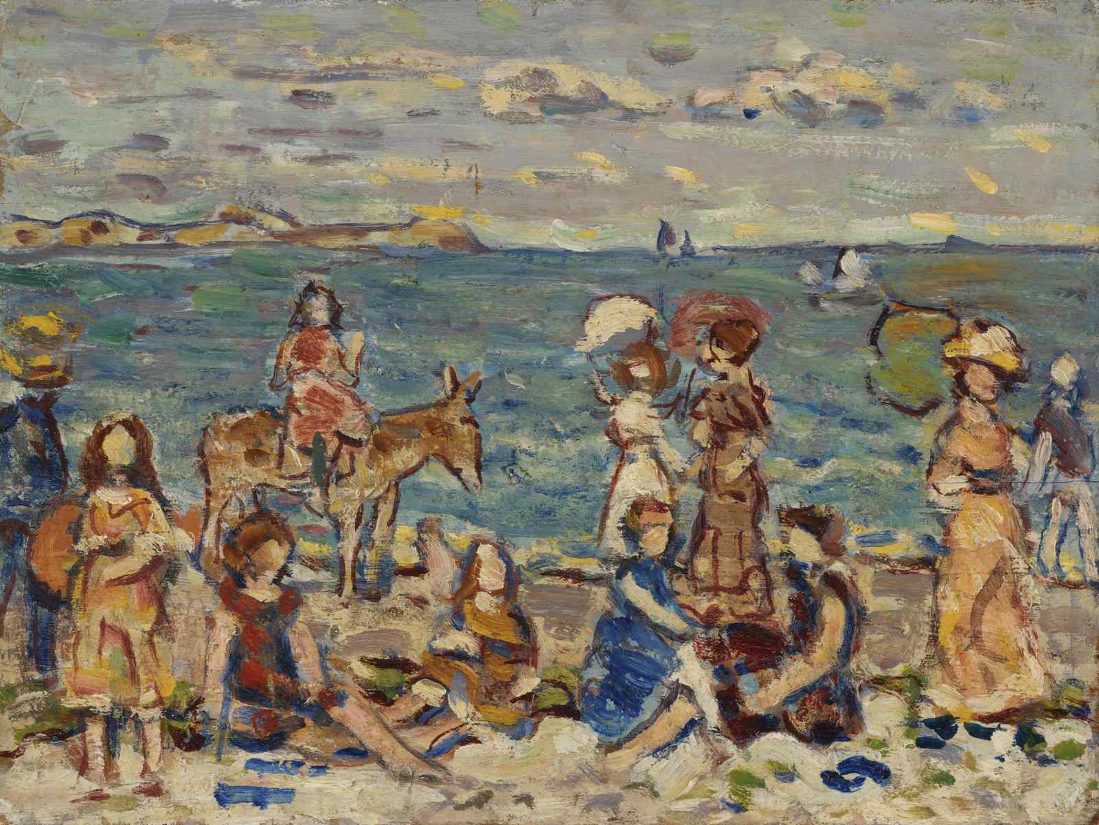 Vintage Beach Scene Donkey Wall Art
