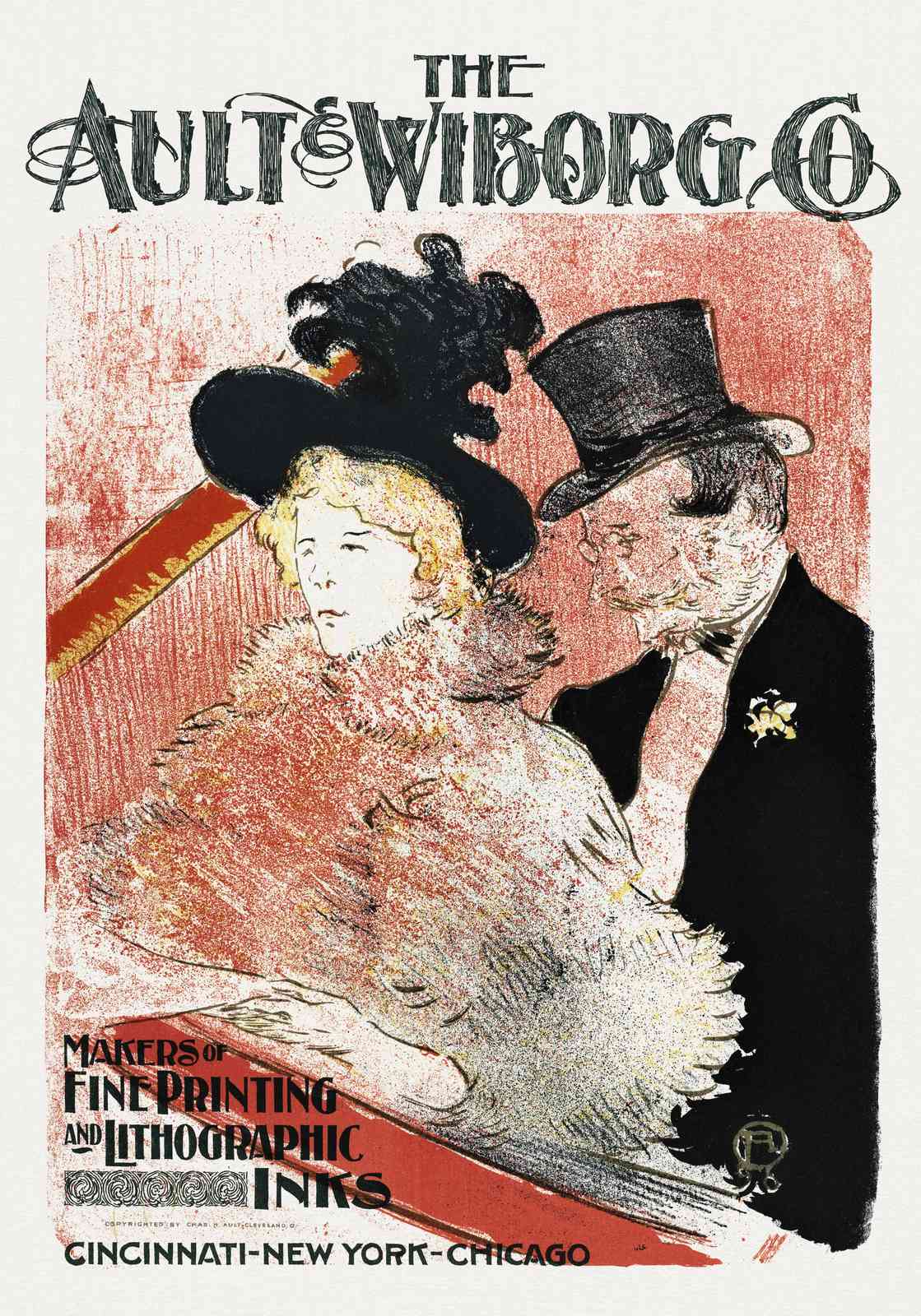 Vintage Ault & Wiborg Elegant Couple Wall Art