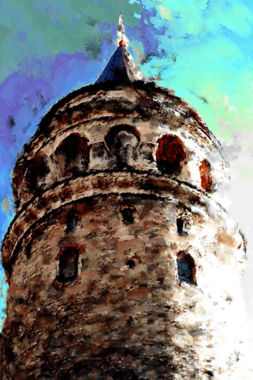 Galata Tower Impressionist Wall Art