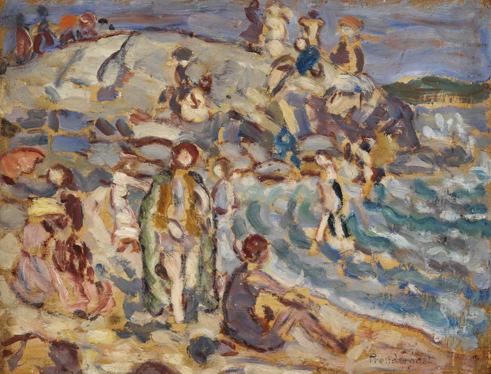 Vibrant Beach Scene Impressionist Wall Art