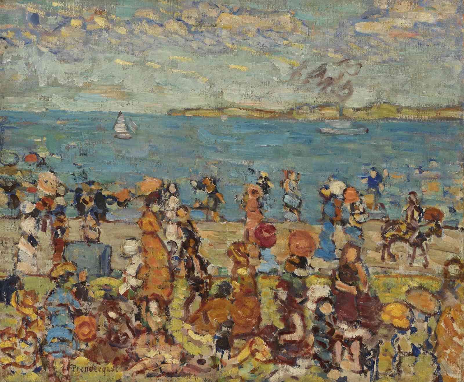 Vibrant Beach Scene Impressionist Wall Art