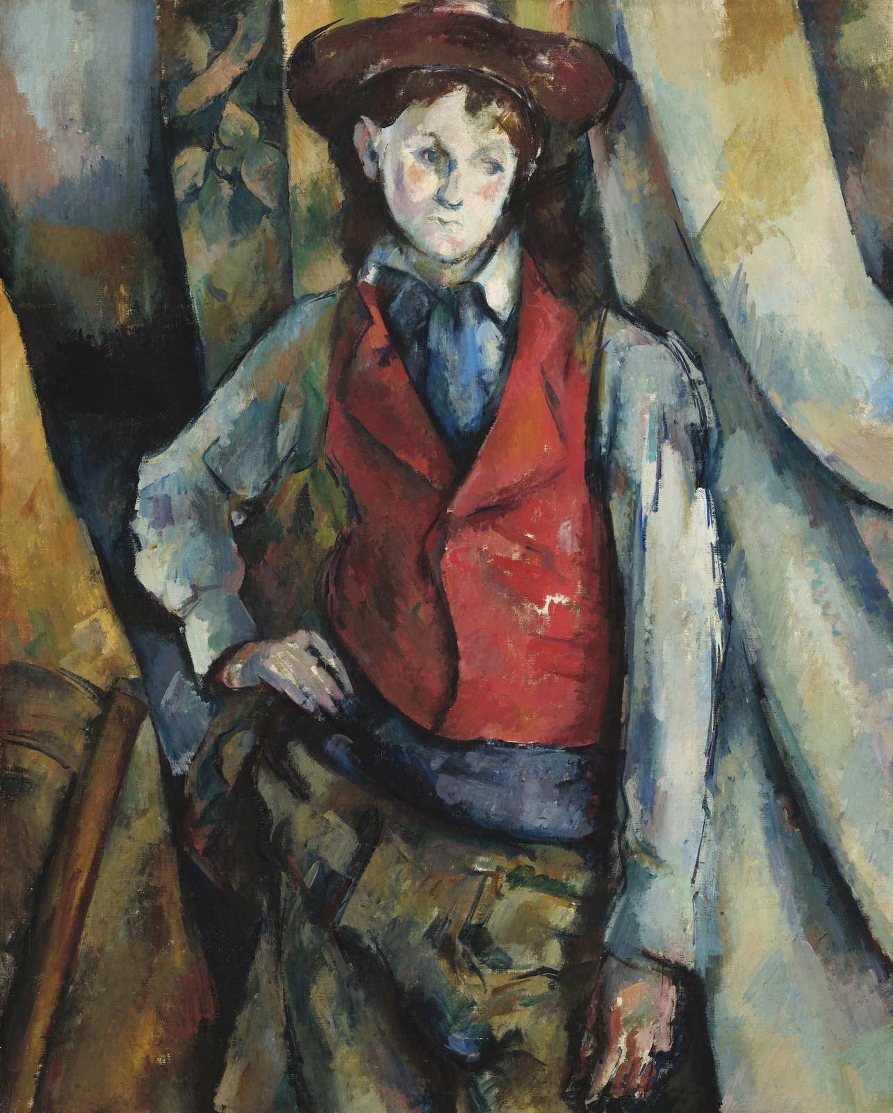 Expressive Portrait Red Vest Wall Art