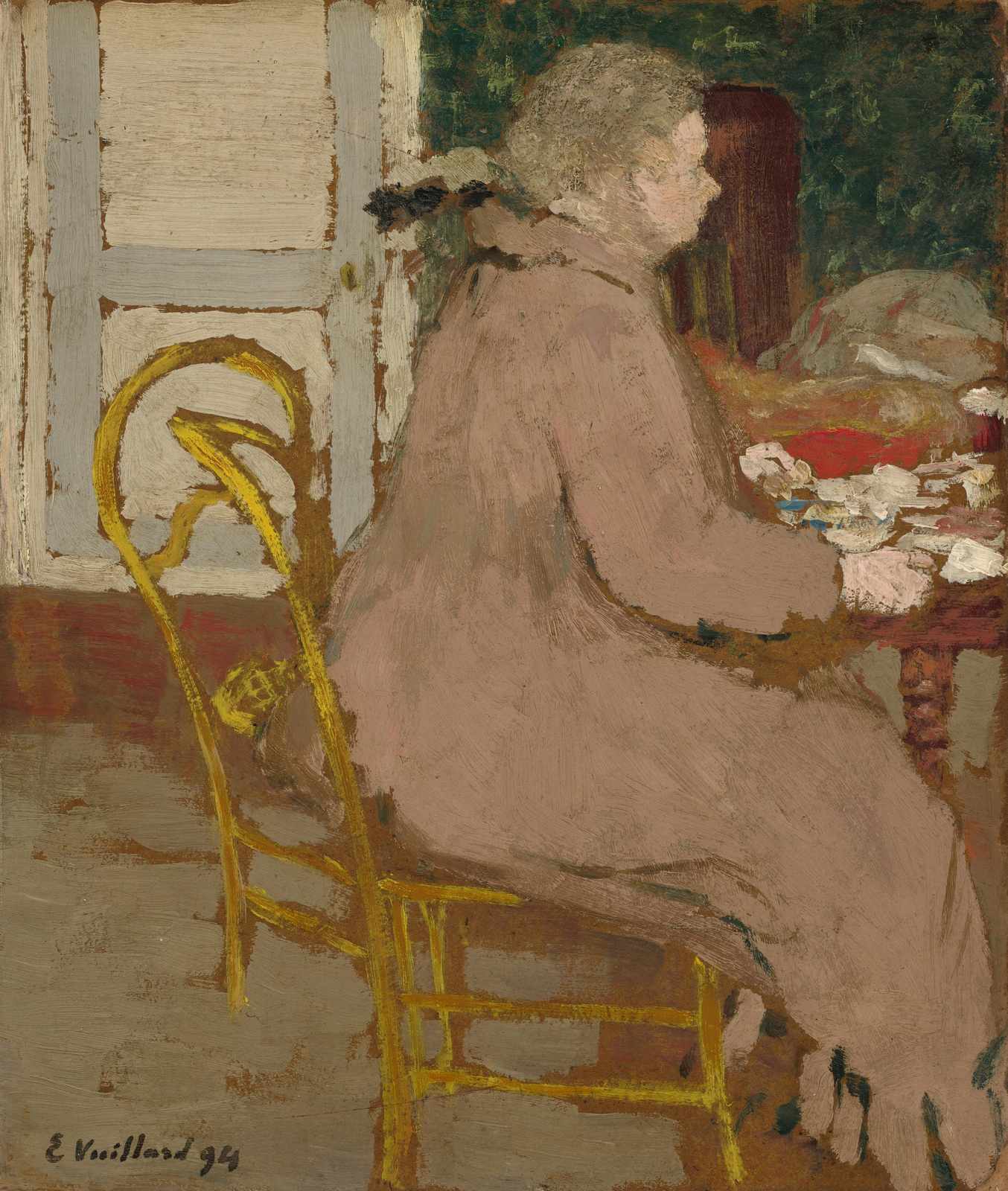 Intimate Portrait Woman Yellow Chair Wall Art
