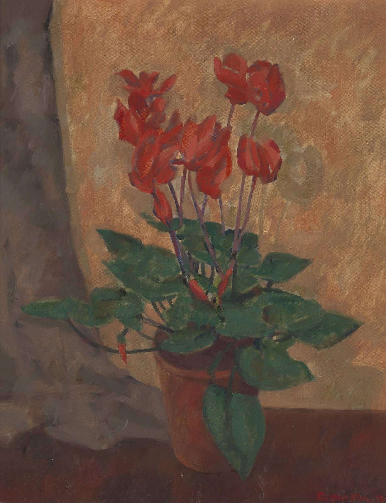 Vibrant Red Cyclamen Still Life Wall Art