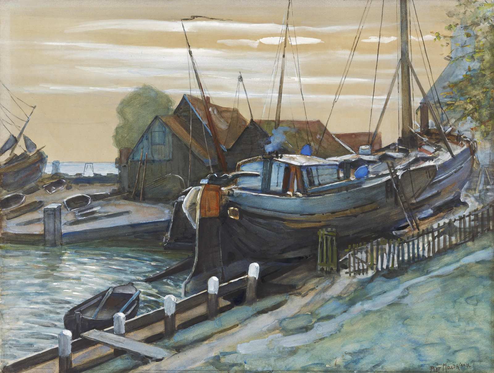 Seaside Harbor Boats Nautical Scene Wall Art