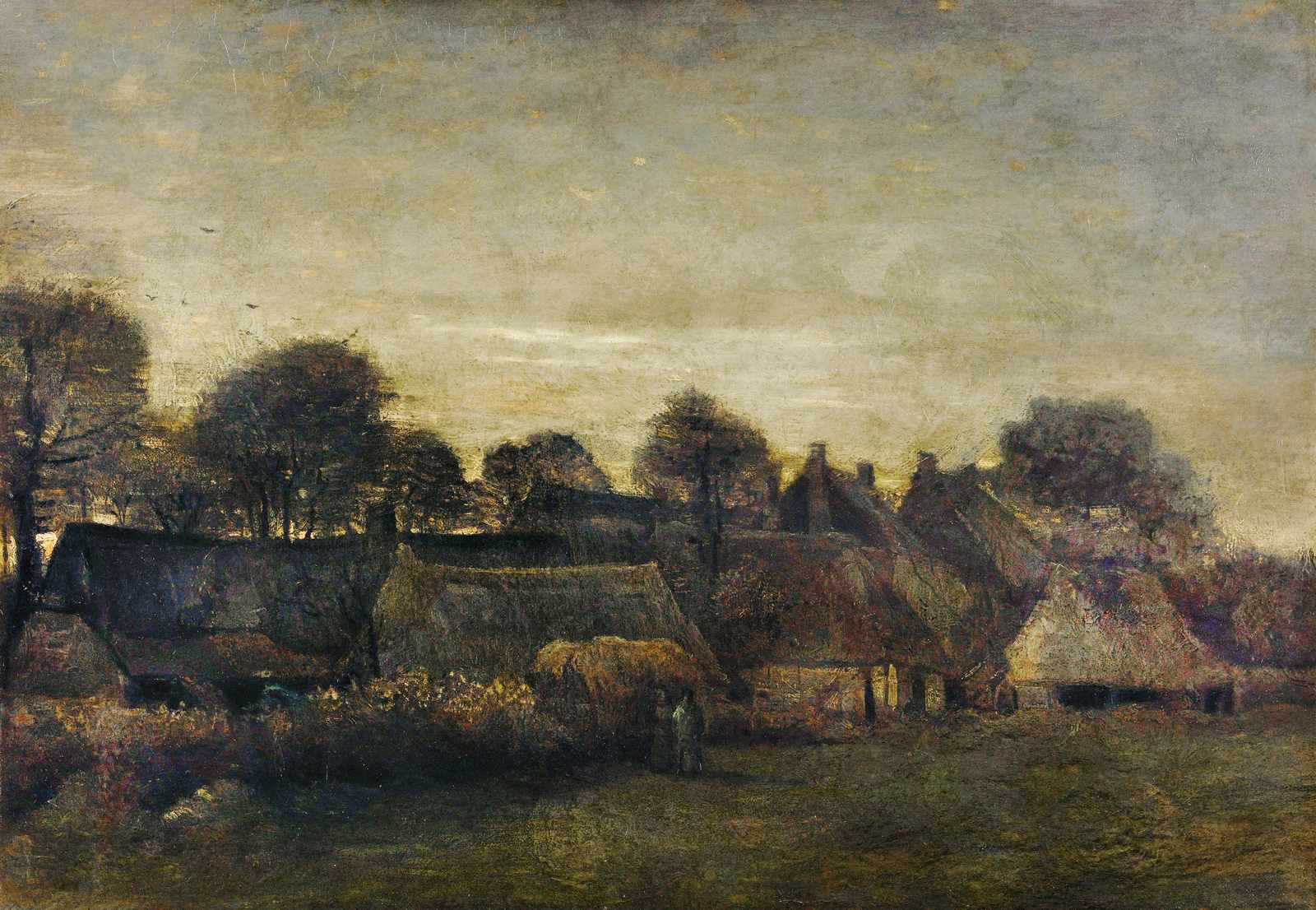 Tranquil Village Landscape Vintage Art Wall Art
