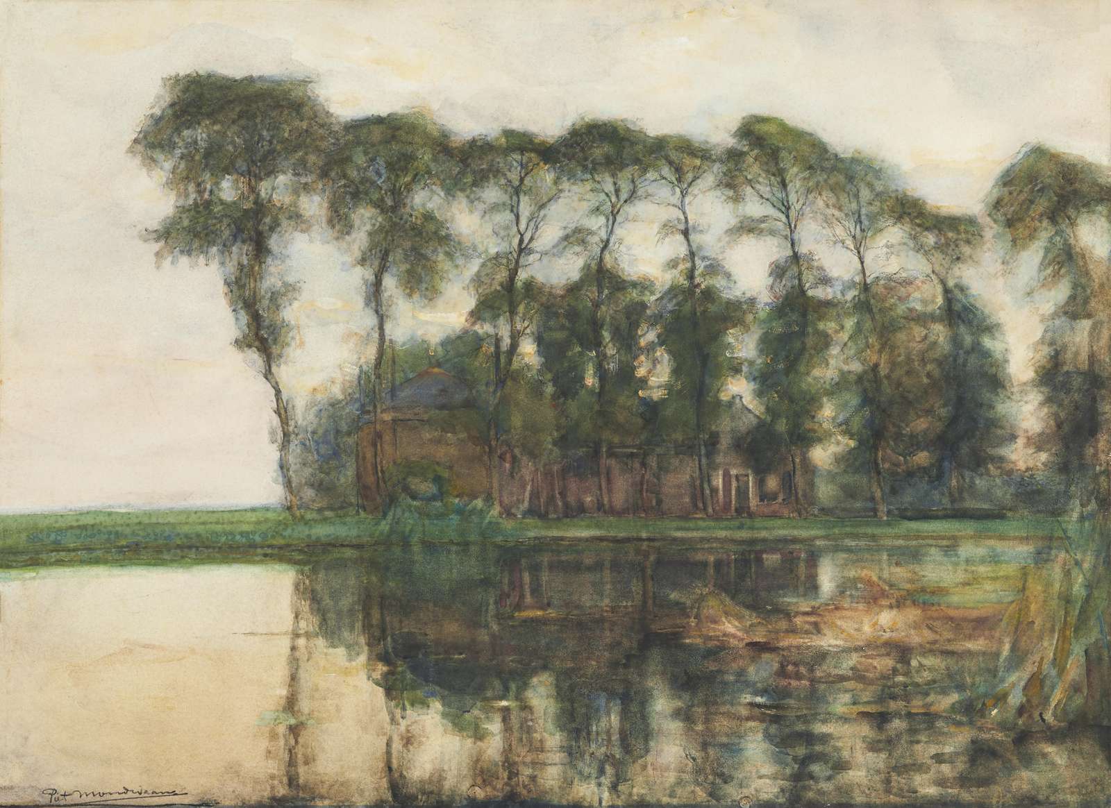 Serene Waterscape Trees Wall Art