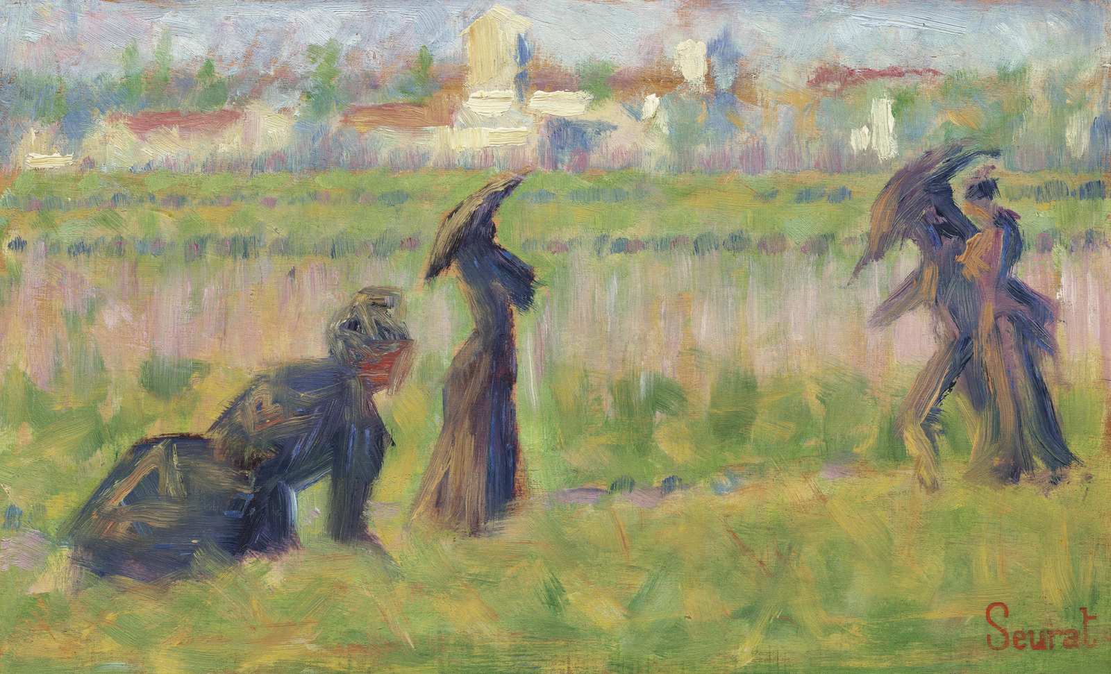 Seurat's Seascape Figures Wall Art