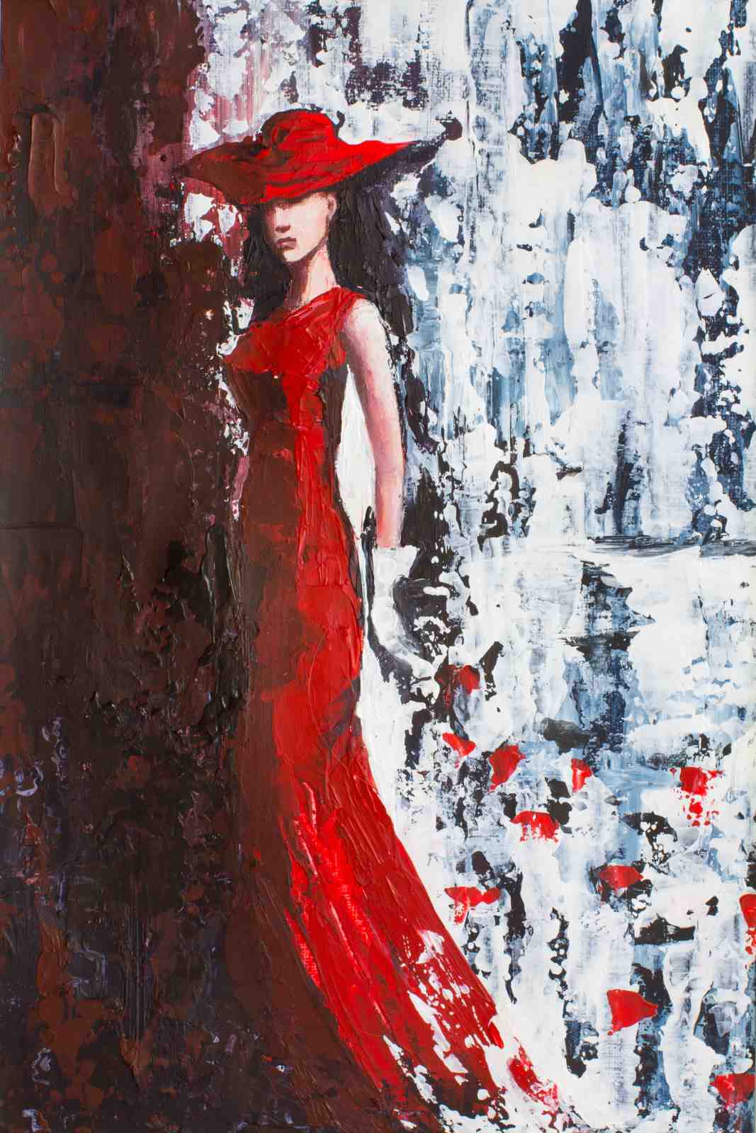 Elegant Red Lady Abstract Wall Art