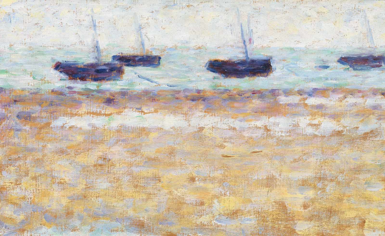 Serene Sailboats Beach Impressionist Wall Art