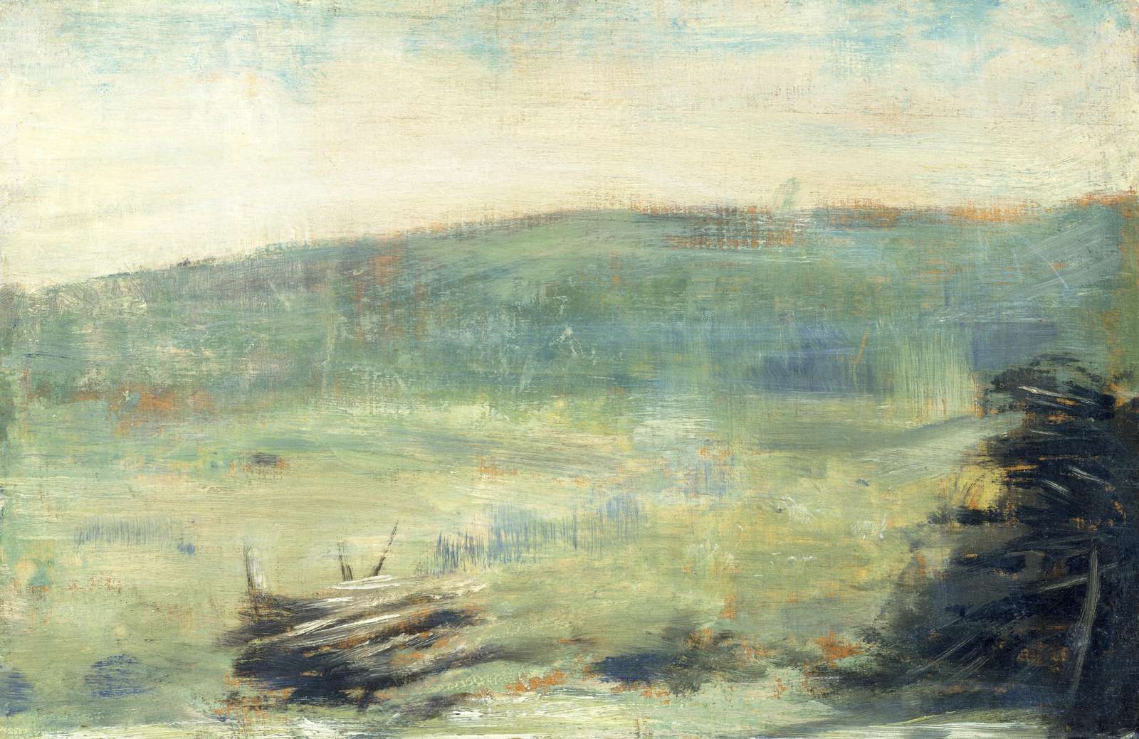 Serene Meadow Landscape Textured Wall Art