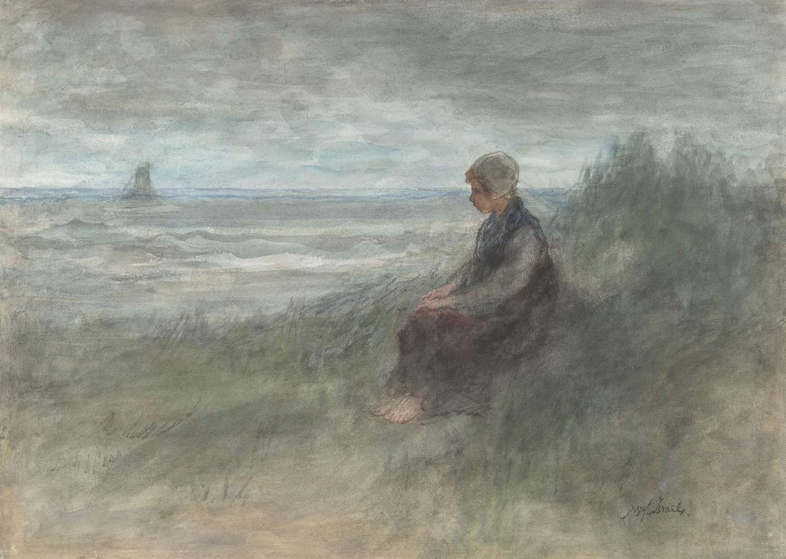 Serene Coastal Contemplation Wall Art