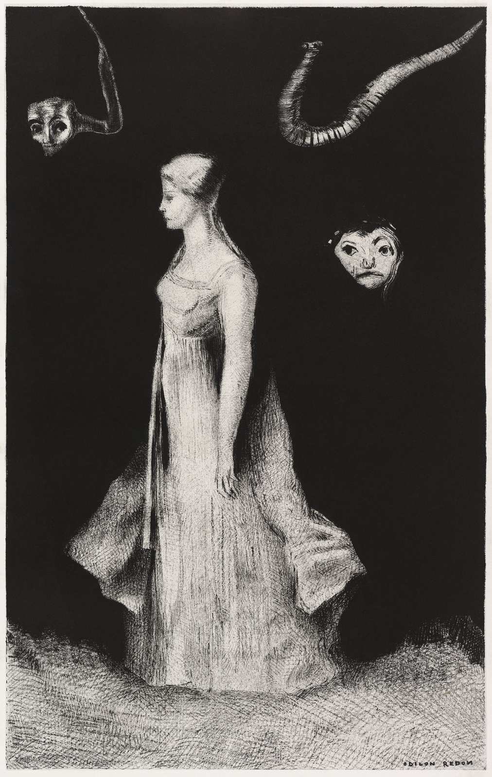 Mysterious Woman & Faces Dark Dream Wall Art