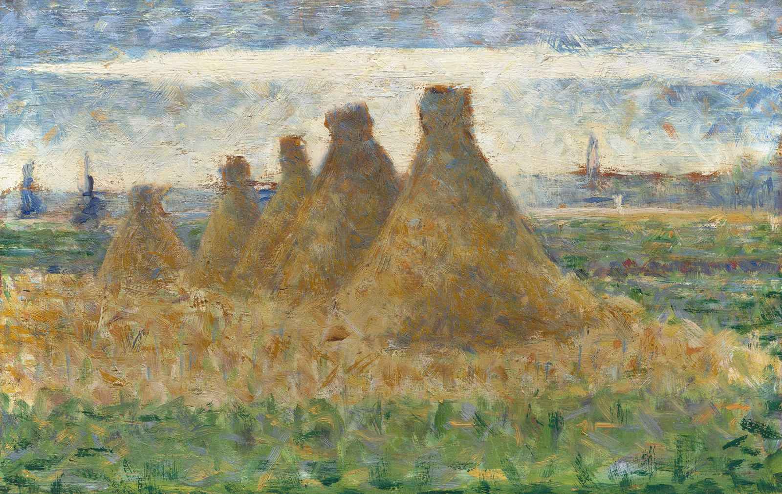 Haystacks in Autumn Field Wall Art
