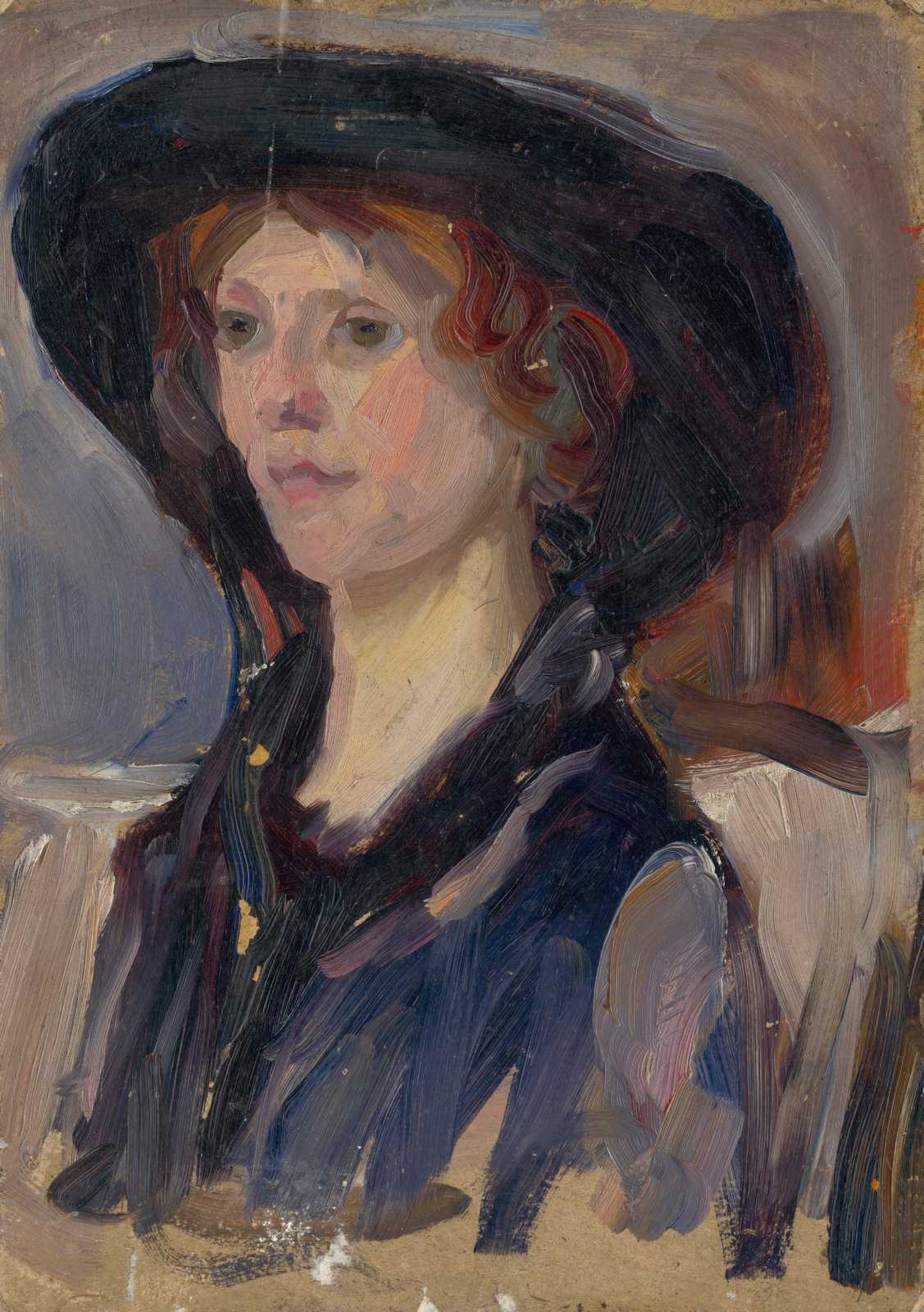 Elegant Lady Portrait with Hat Wall Art