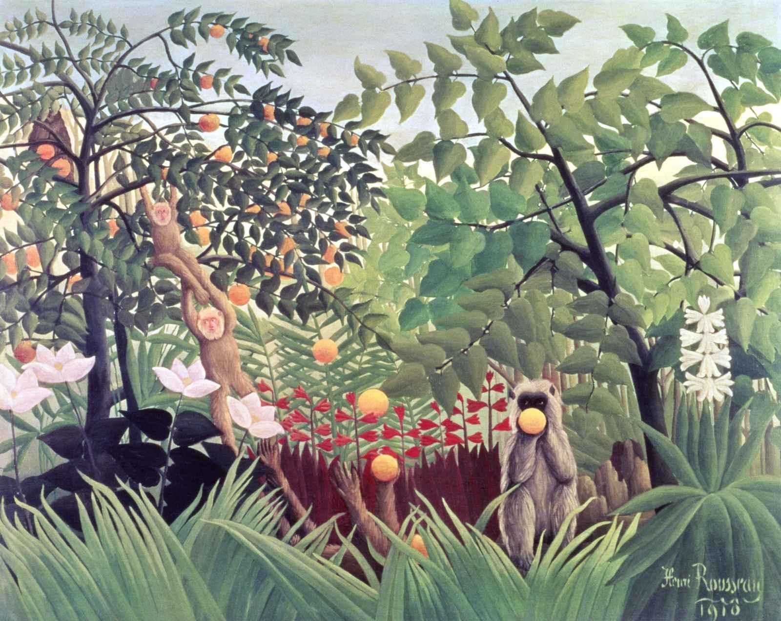 Jungle Monkeys & Oranges Henri Rousseau Wall Art