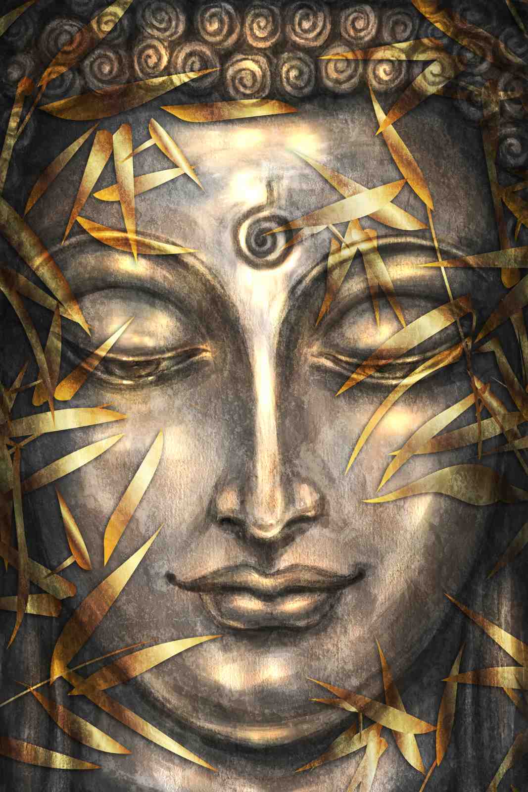 Serene Buddha Bamboo Gold Wall Art