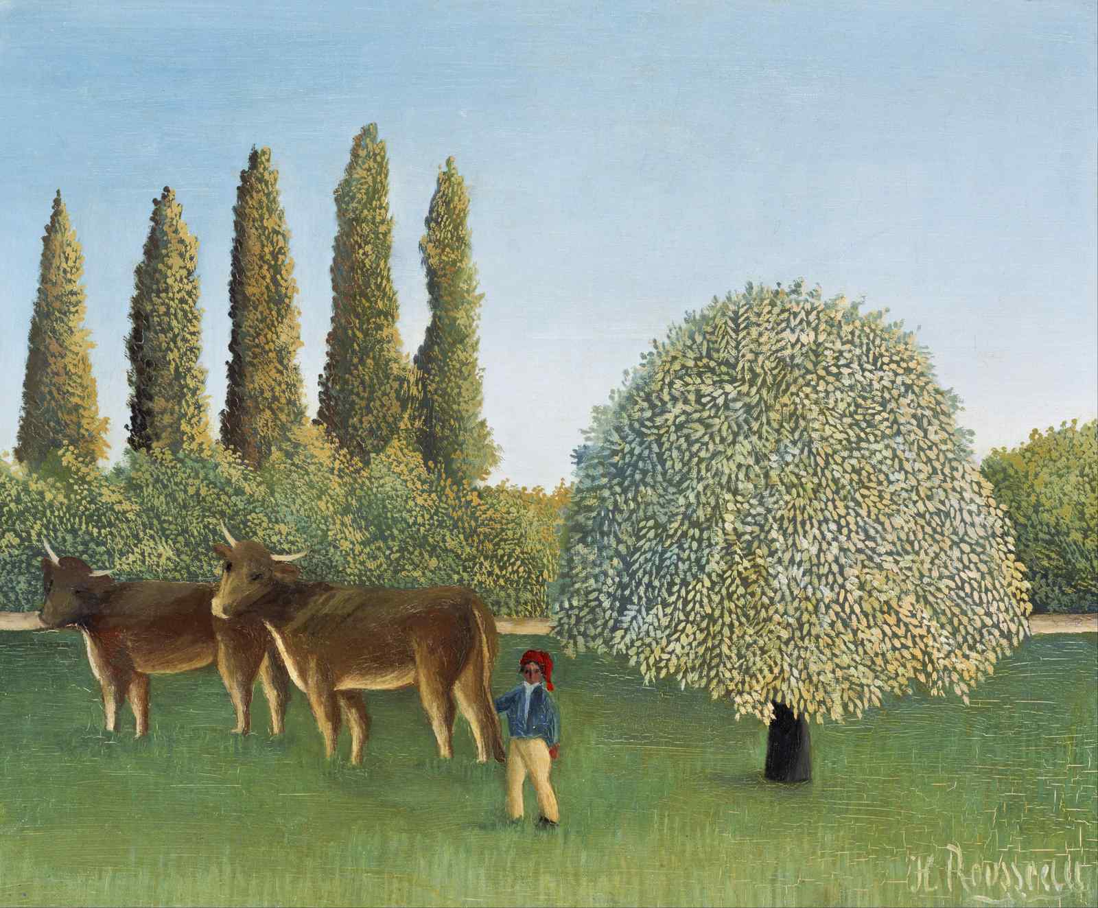 Pastoral Scene Cows and Boy Wall Art