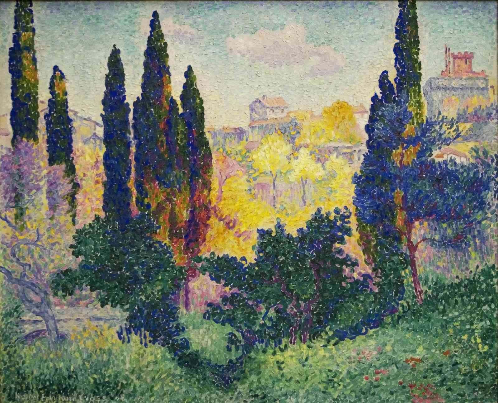 Vibrant Tuscan Cypress Landscape Wall Art