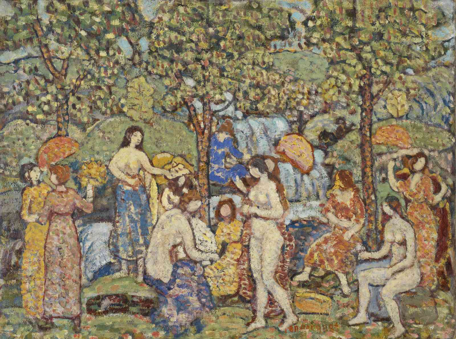 Nymphs at the Waterfall Wall Art