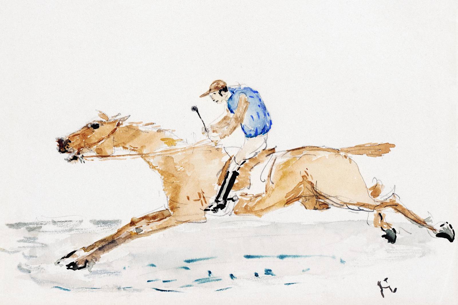 Dynamic Horse Racing Jockey Watercolor Wall Art