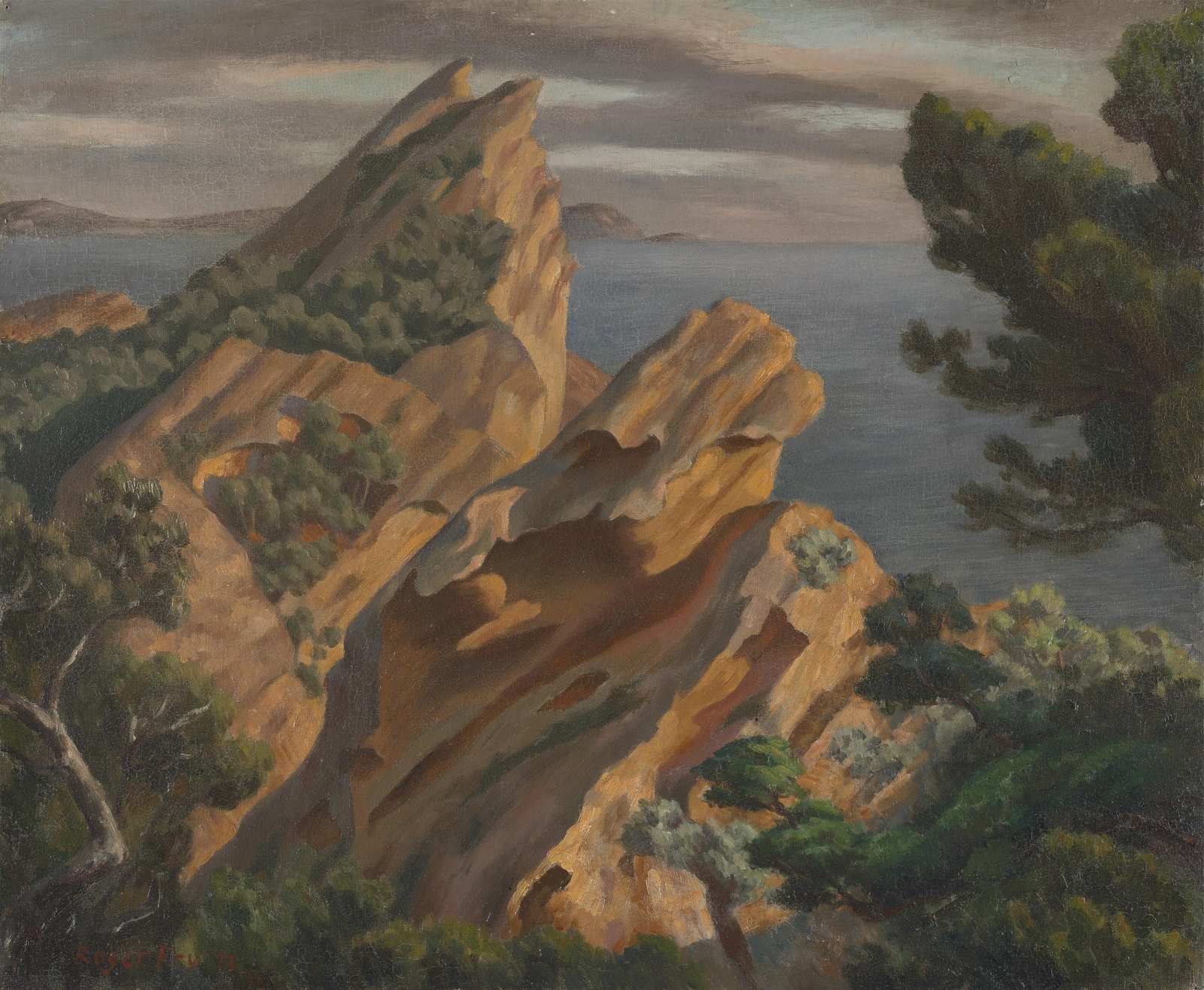 Coastal Rocks Landscape Oil Painting Wall Art