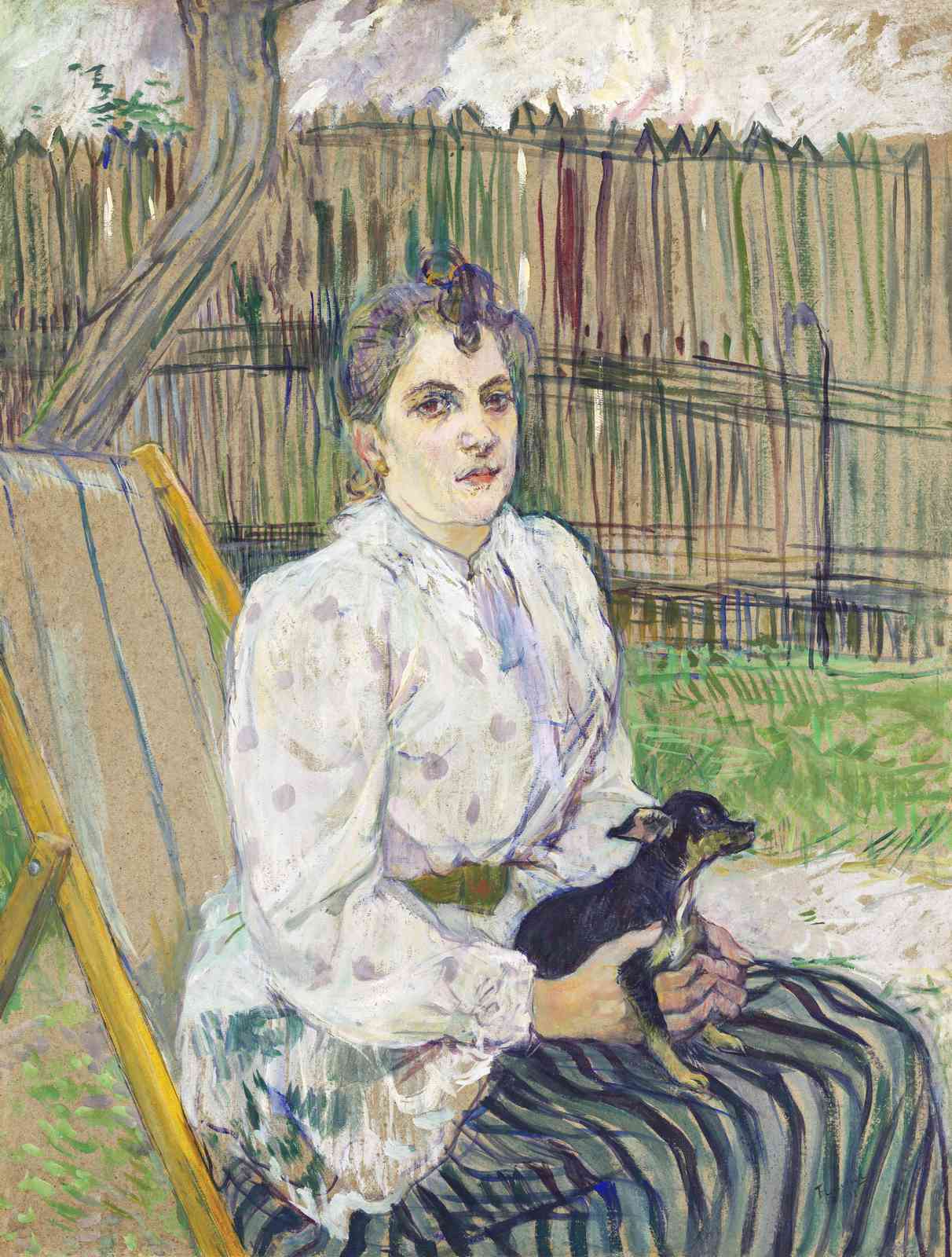 Woman with Dog Garden Scene Wall Art