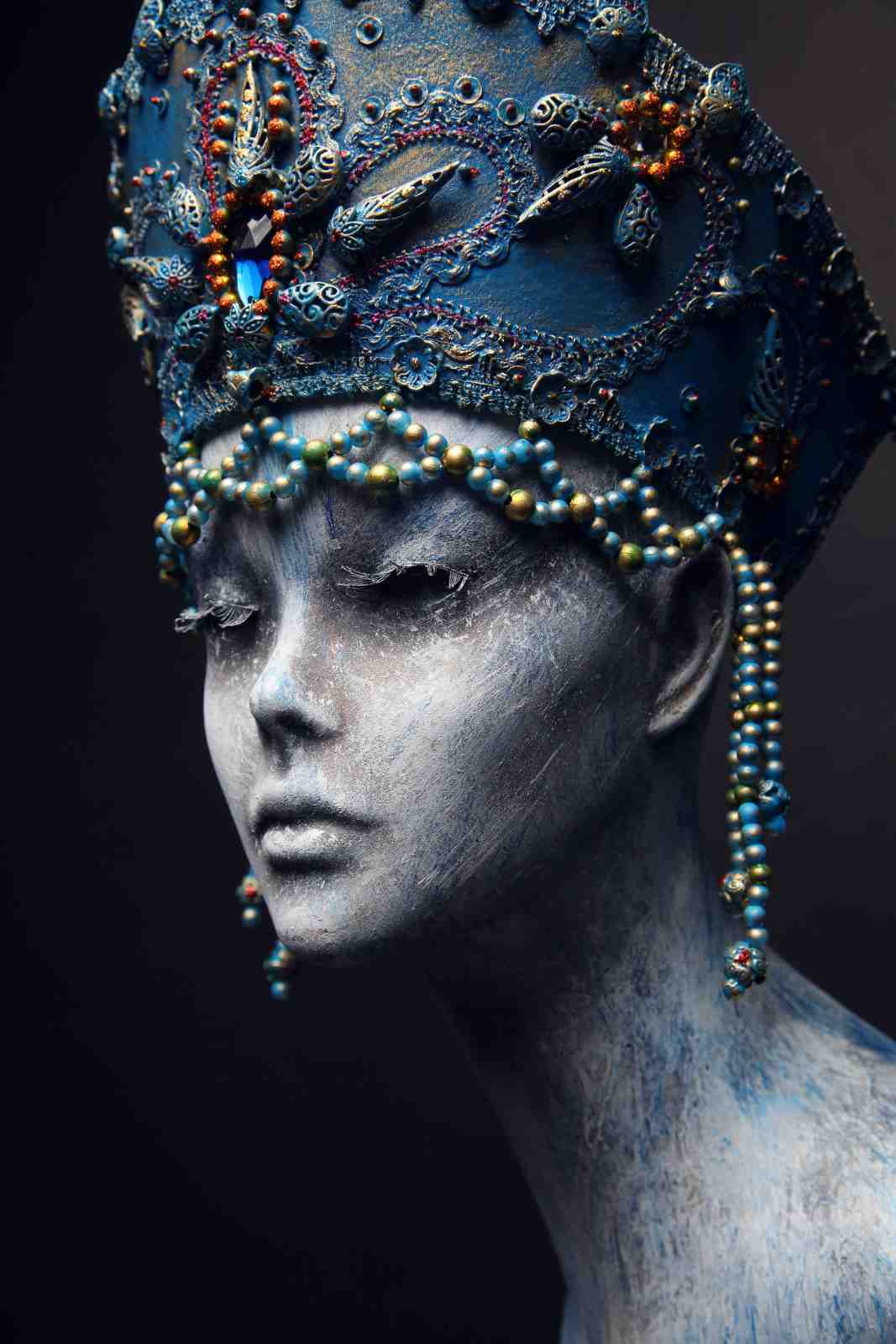 Majestic Blue Empress Portrait Wall Art
